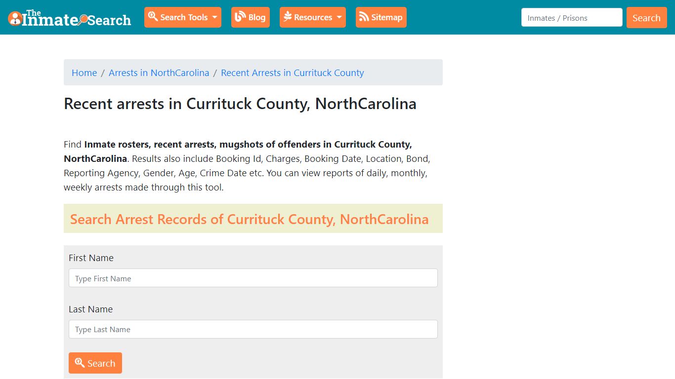 Recent arrests in Currituck County, NorthCarolina